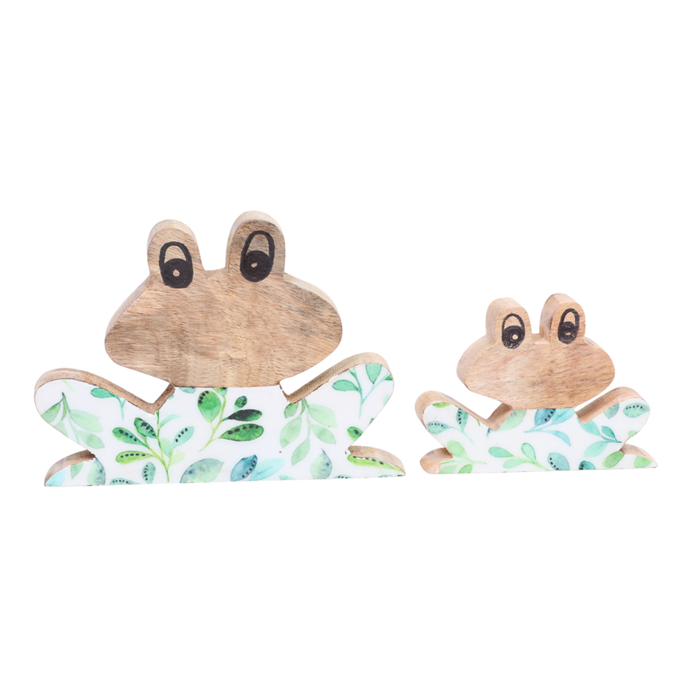 WOODEN DECO FROG SET