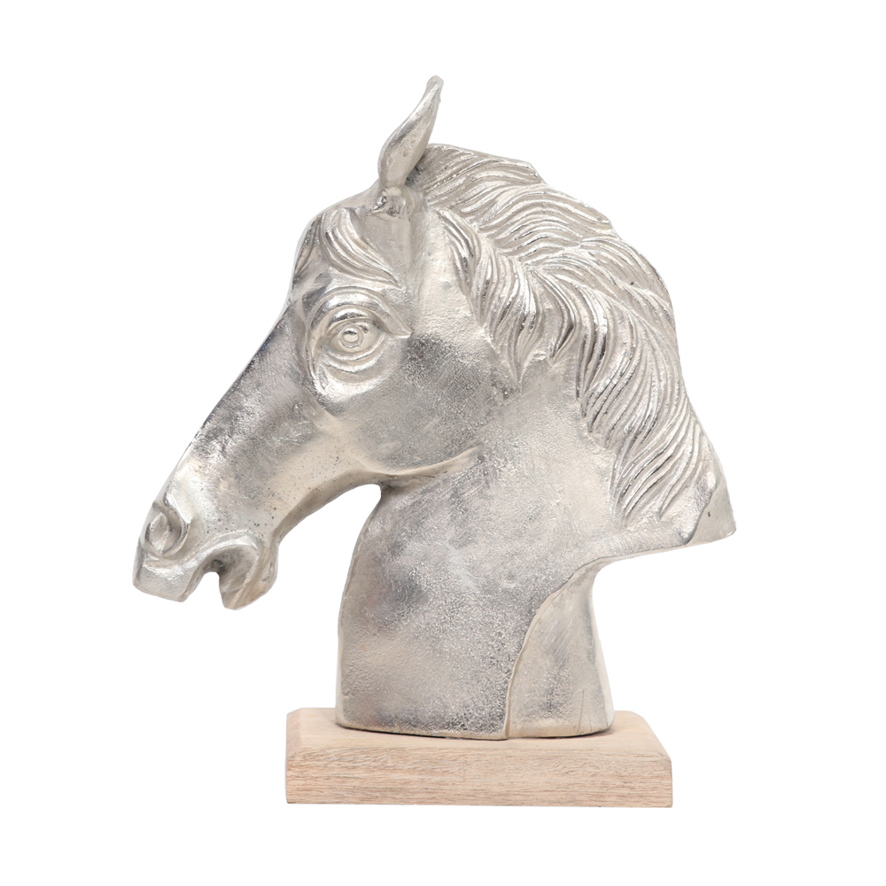 ALUMINUM HORSE DECO WITH BASE