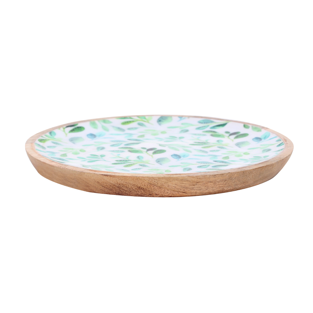 WOODEN PLATE WITH ENAMEL