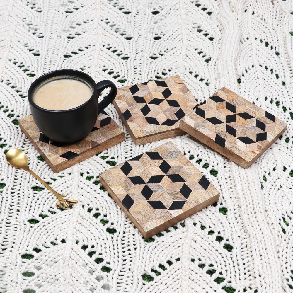 CLASSIC BLACK RESIN COASTERS