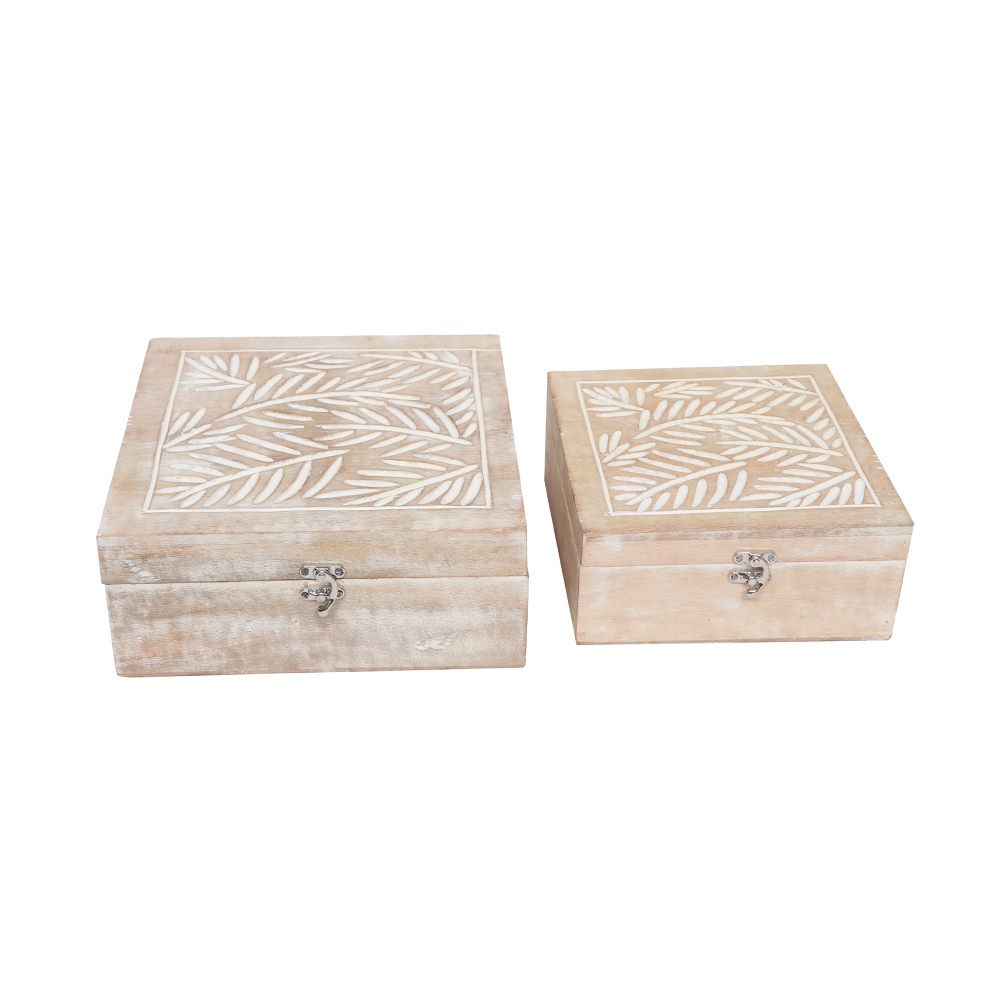 HAND-CRAFTED LEAF DESIGN STORAGE BOXES