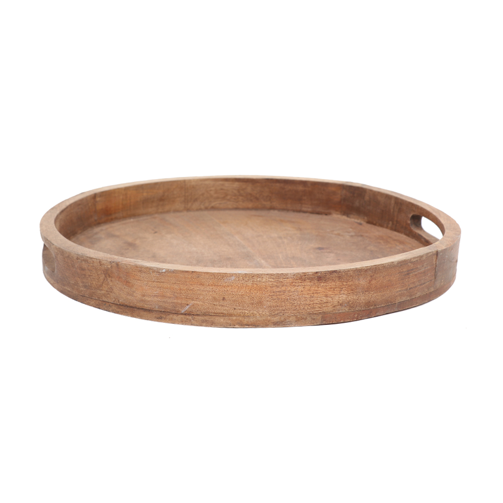 WOODEN ROUND SERVING TRAY