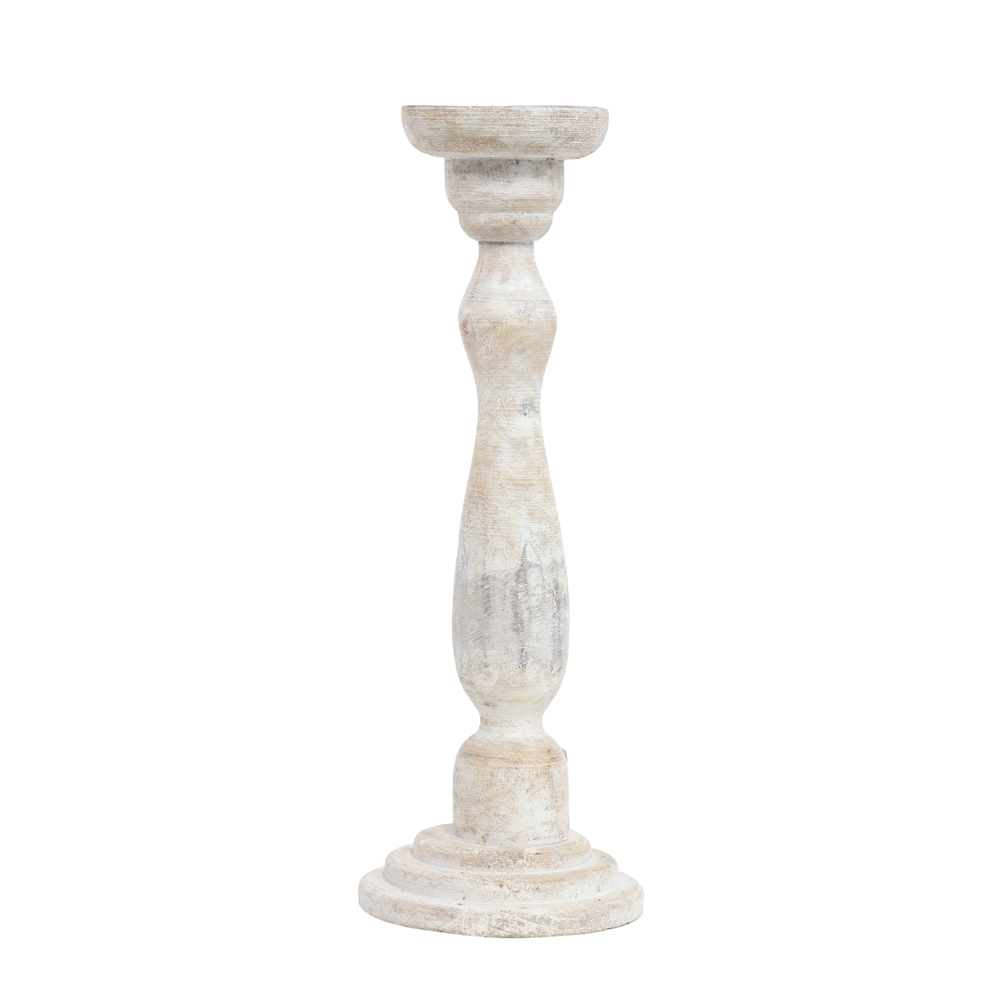 WOODEN WHITE CANDLE STAND