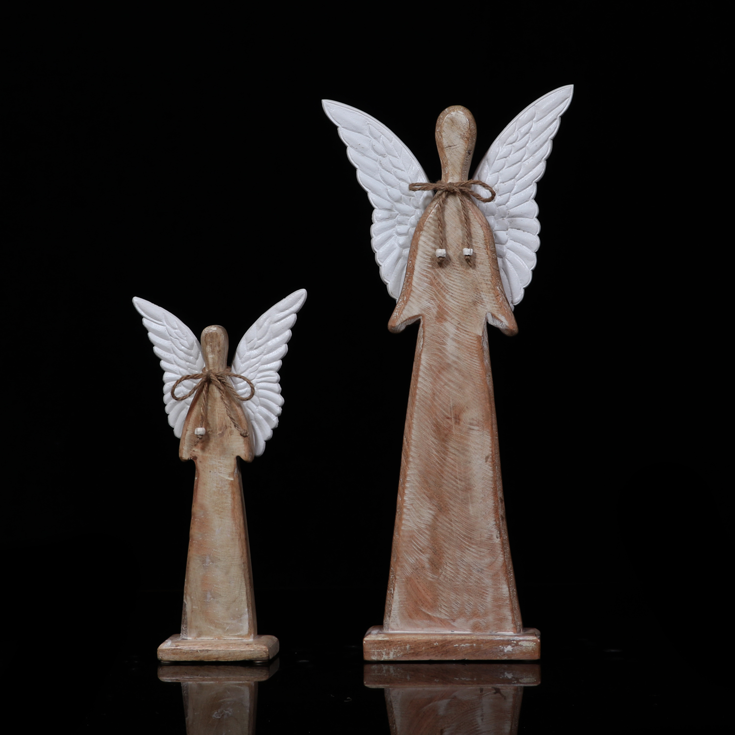 Wooden Angel With Metal Wings