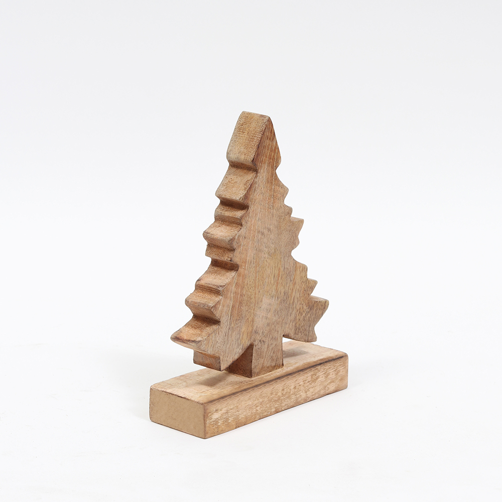 HAND-CARVED CHRISTMAS TREE WITH BASE