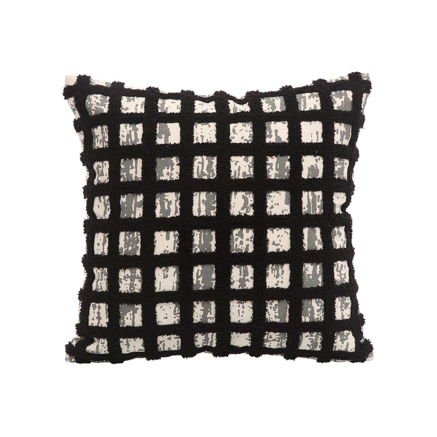 Textured Prints & Criss Cross Plaid Design Cushions Covers 16X16 Inch