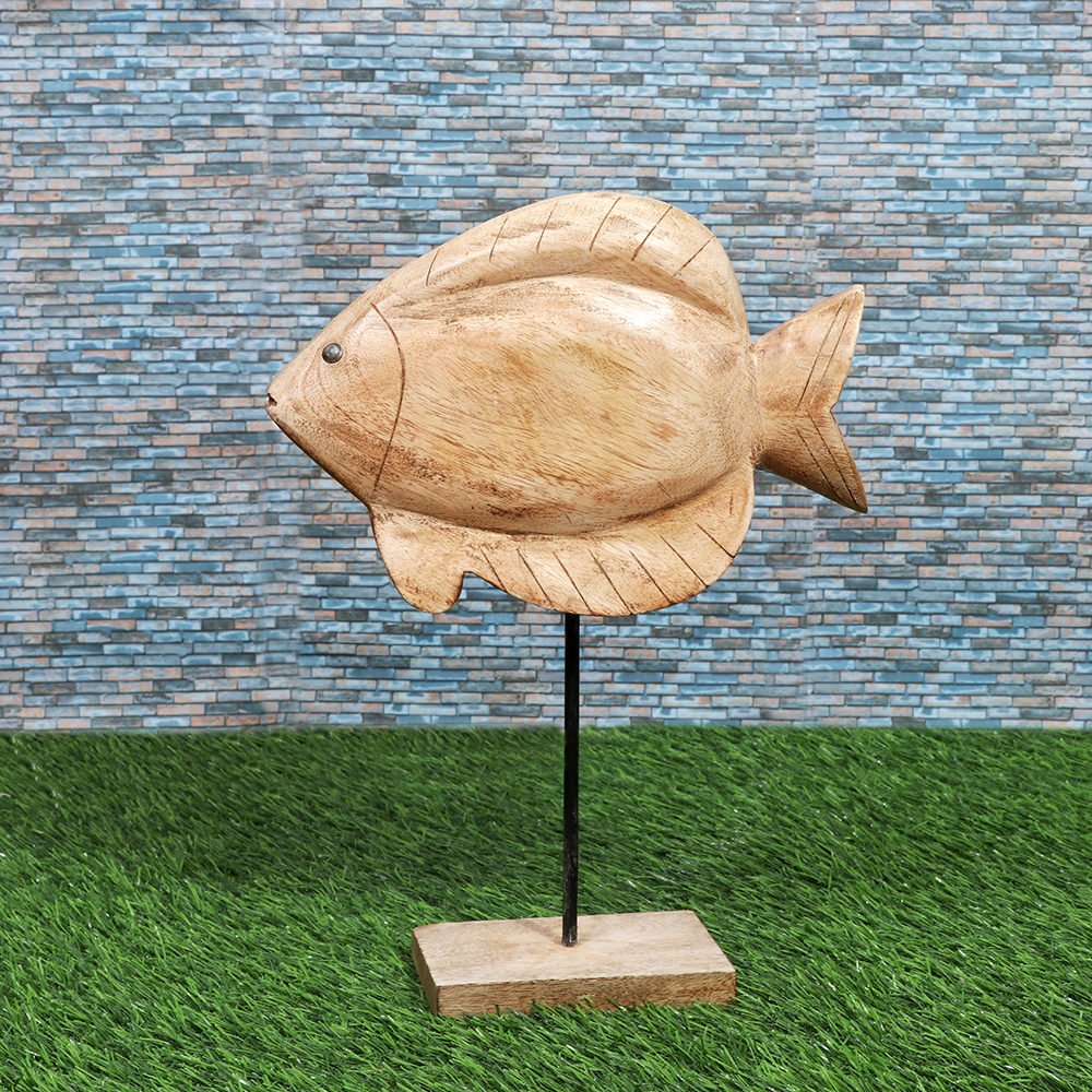 HAND-CARVED FISH WITH BASE
