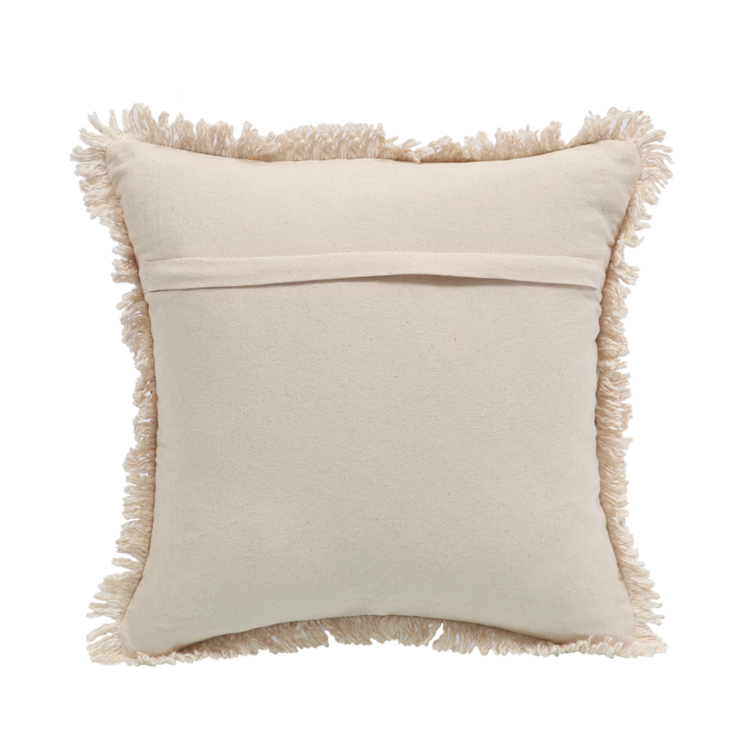 Printed Stripe Dark Orange Cushions Covers with fringes 14X14 Inch