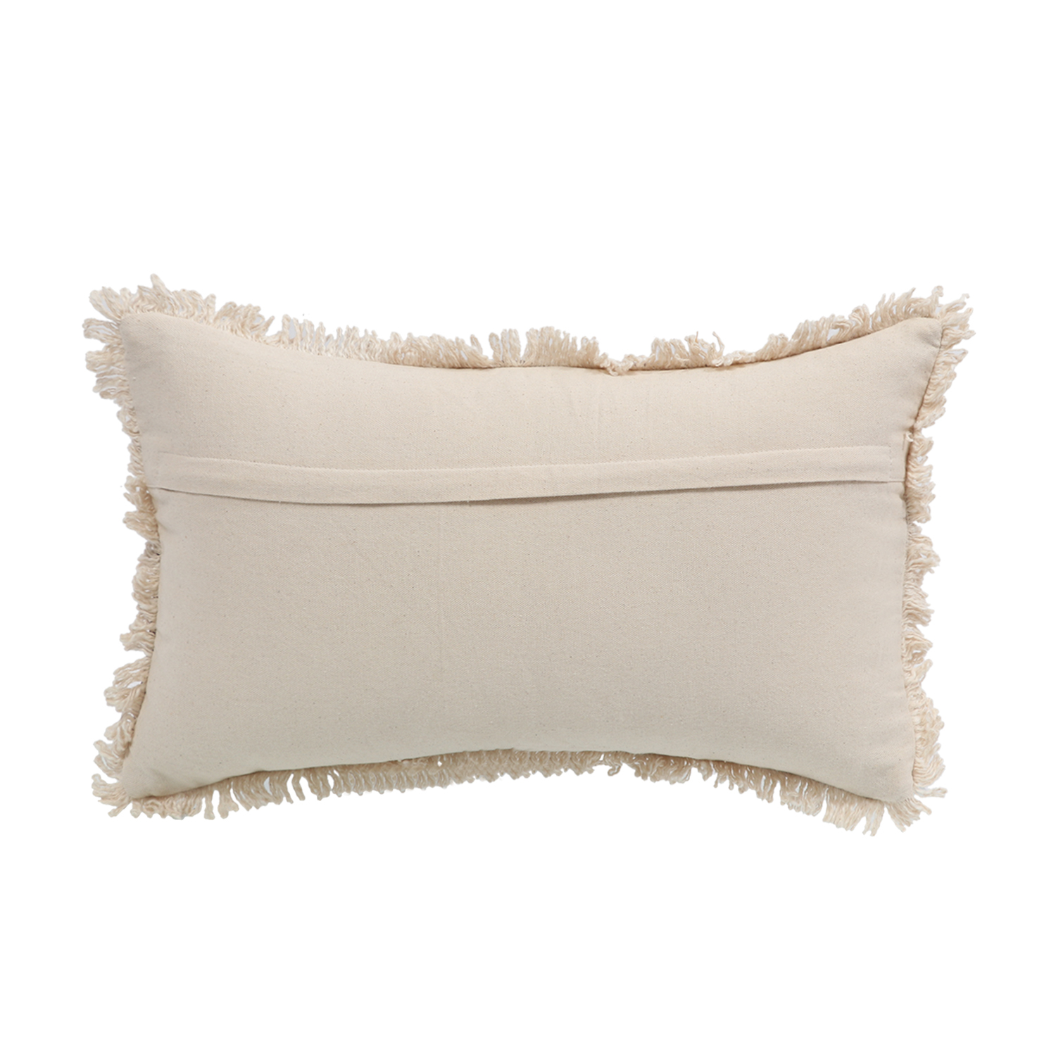 Printed Stripe Dark Brown Cushions Covers with fringes 12X20 Inch