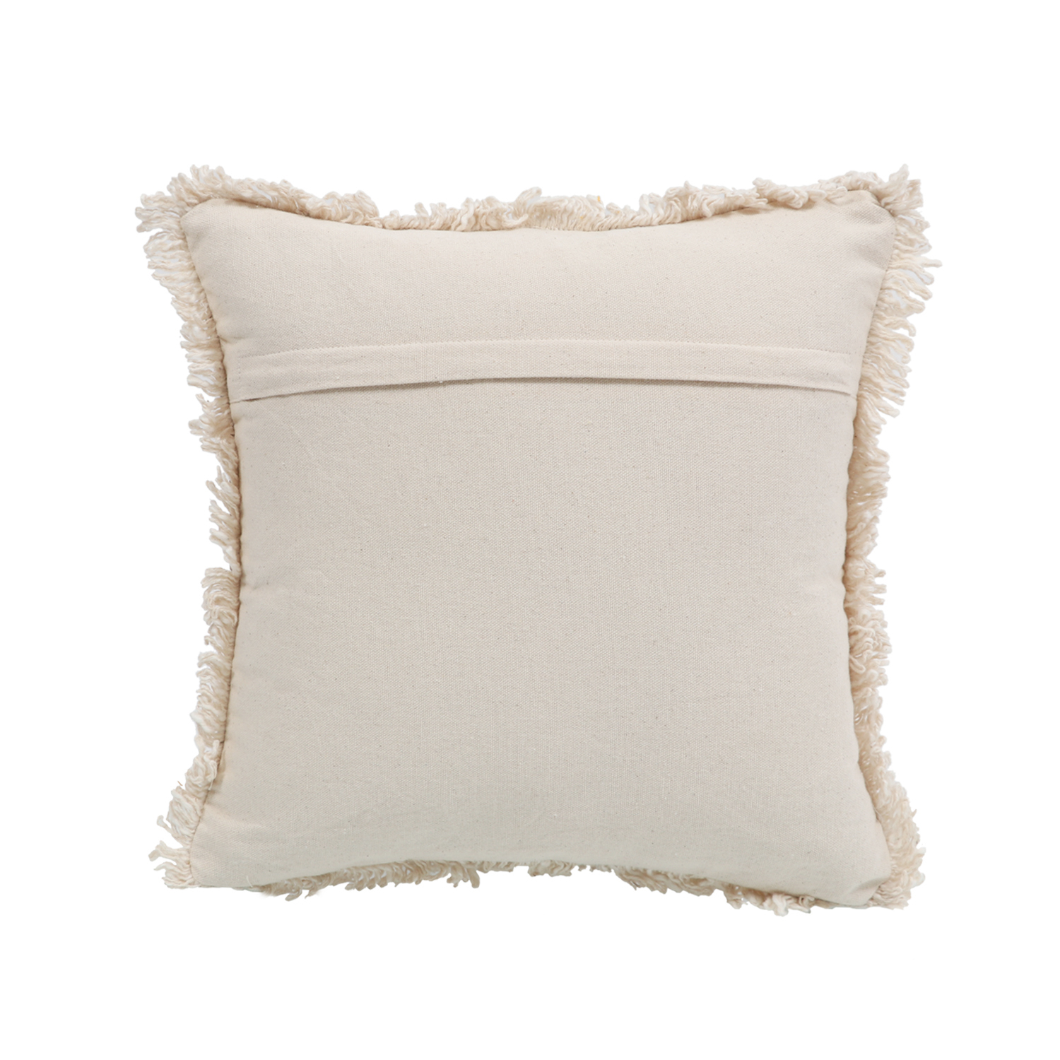 Printed Stripe Light Brown Cushions Covers with fringes 14X14 Inch