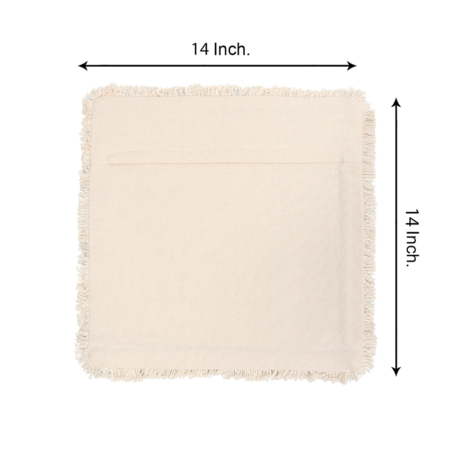 Printed Stripe Light Brown Cushions Covers with fringes 14X14 Inch
