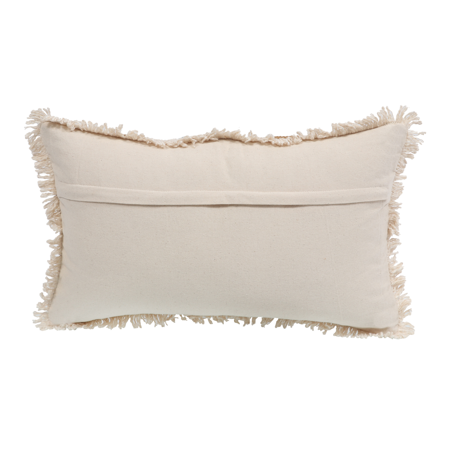 Printed Stripe Light Brown Cushions Covers with fringes 12X20 Inch