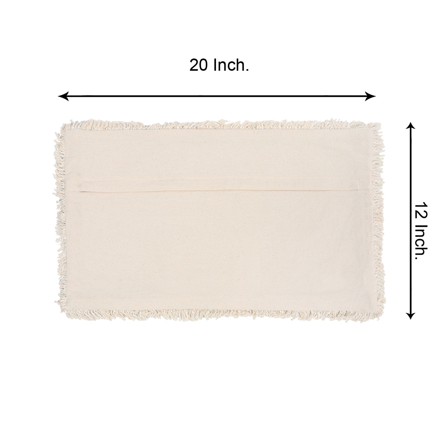 Printed Stripe Light Brown Cushions Covers with fringes 12X20 Inch