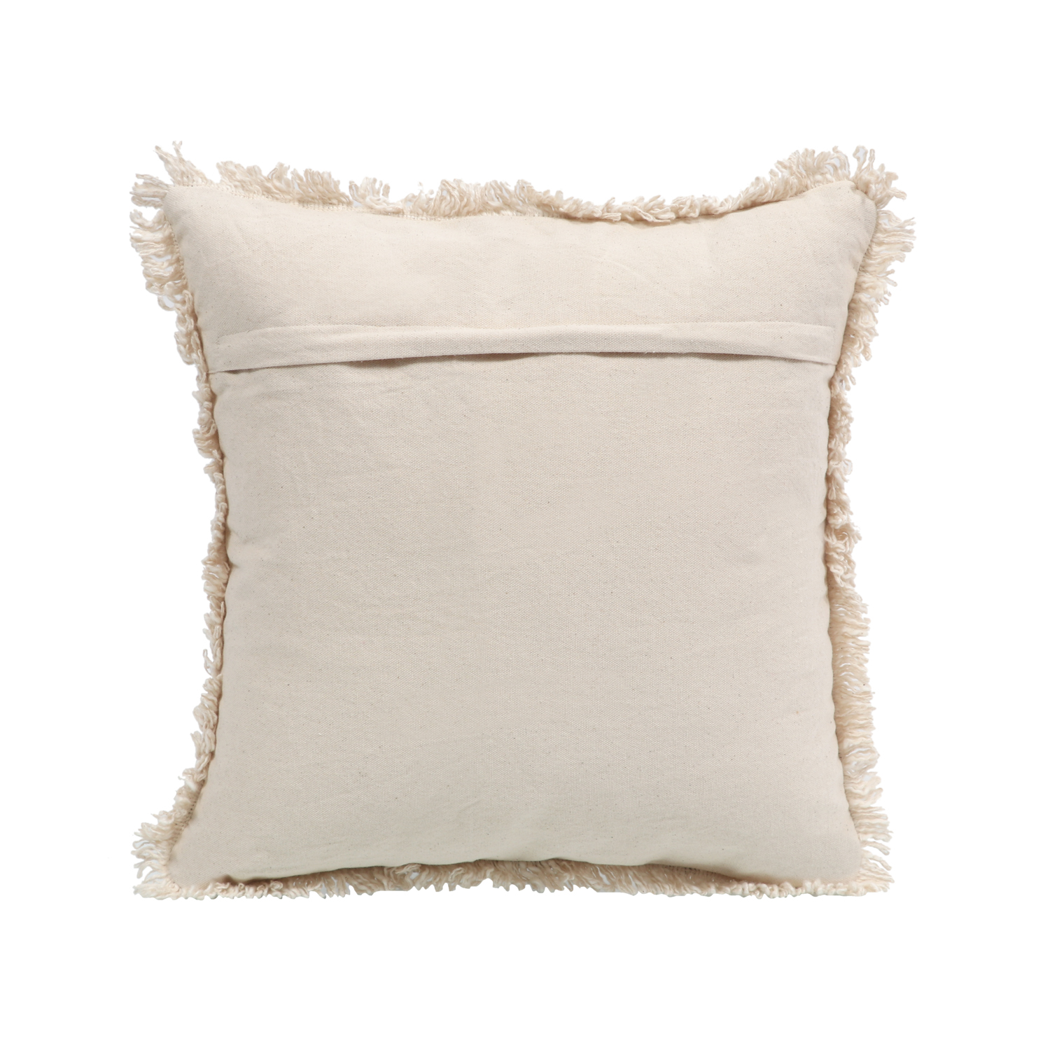 Printed Stripe Light Brown Cushions Covers with fringes 16X16 Inch