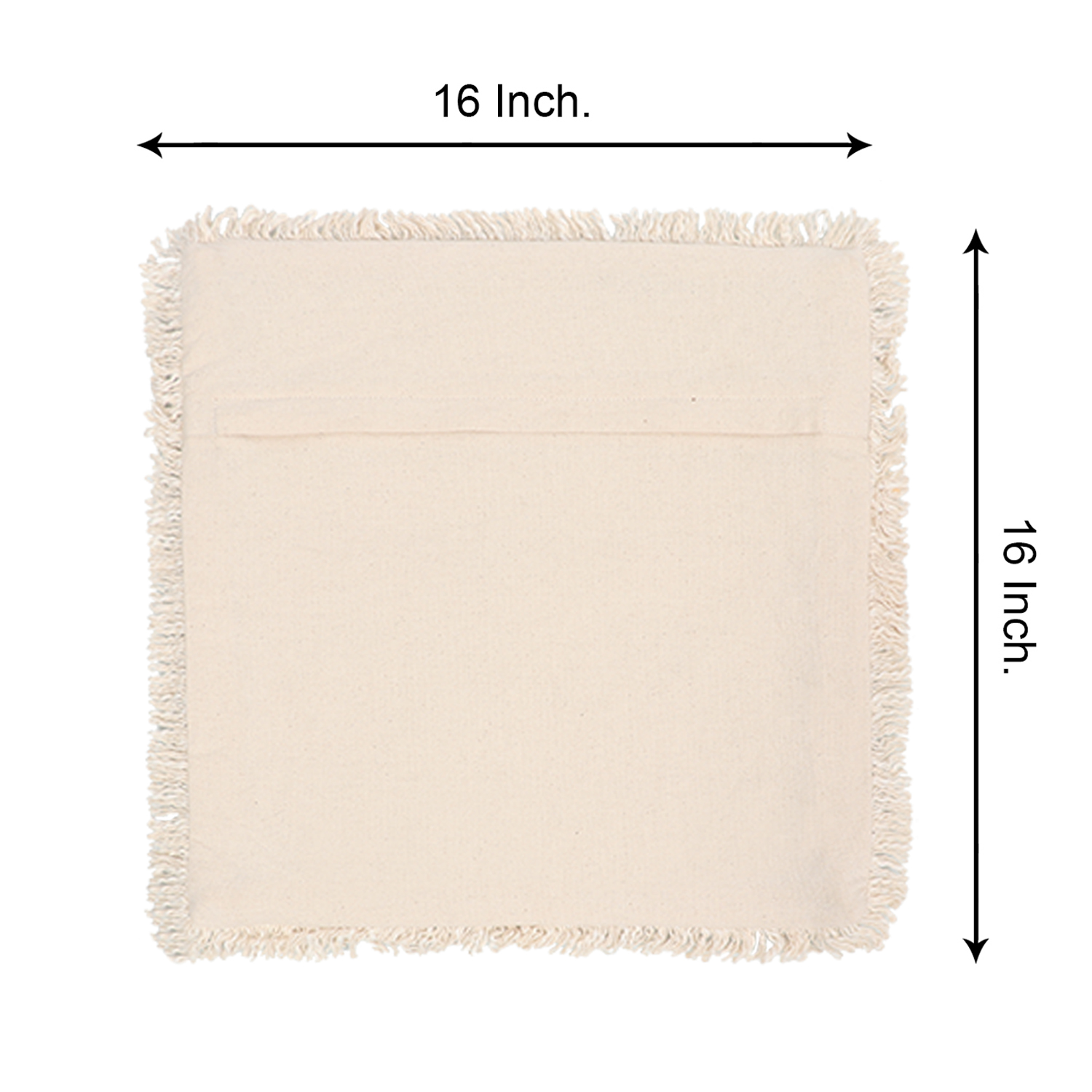 Printed Stripe Light Brown Cushions Covers with fringes 16X16 Inch