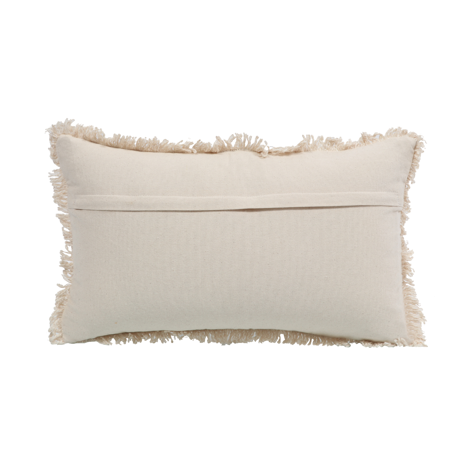 Printed Stripe Yellow Cushions Covers with fringes 12X20 Inch