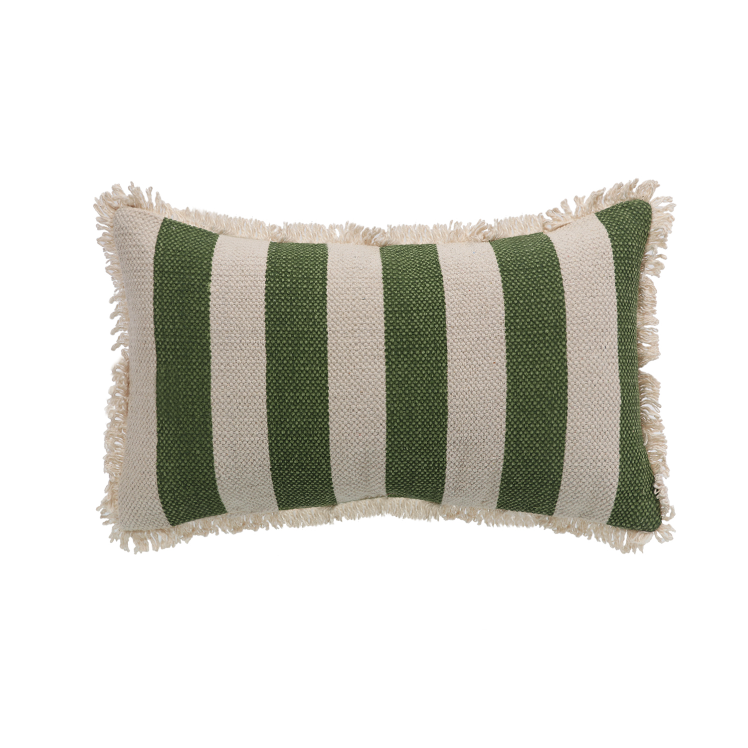 Printed Stripe Light Green  Cushions Covers with fringes 12X20 Inch