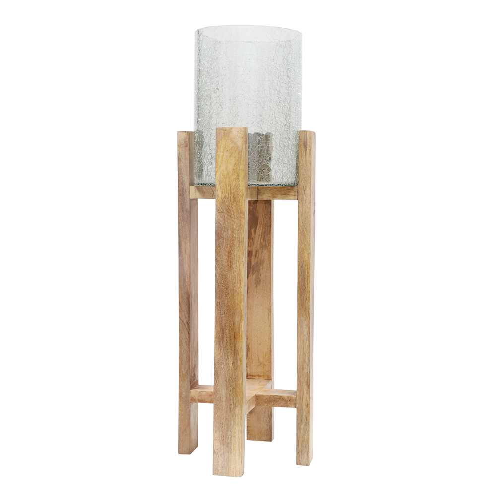 WOODEN STAND WITH CRACKLE GLASS