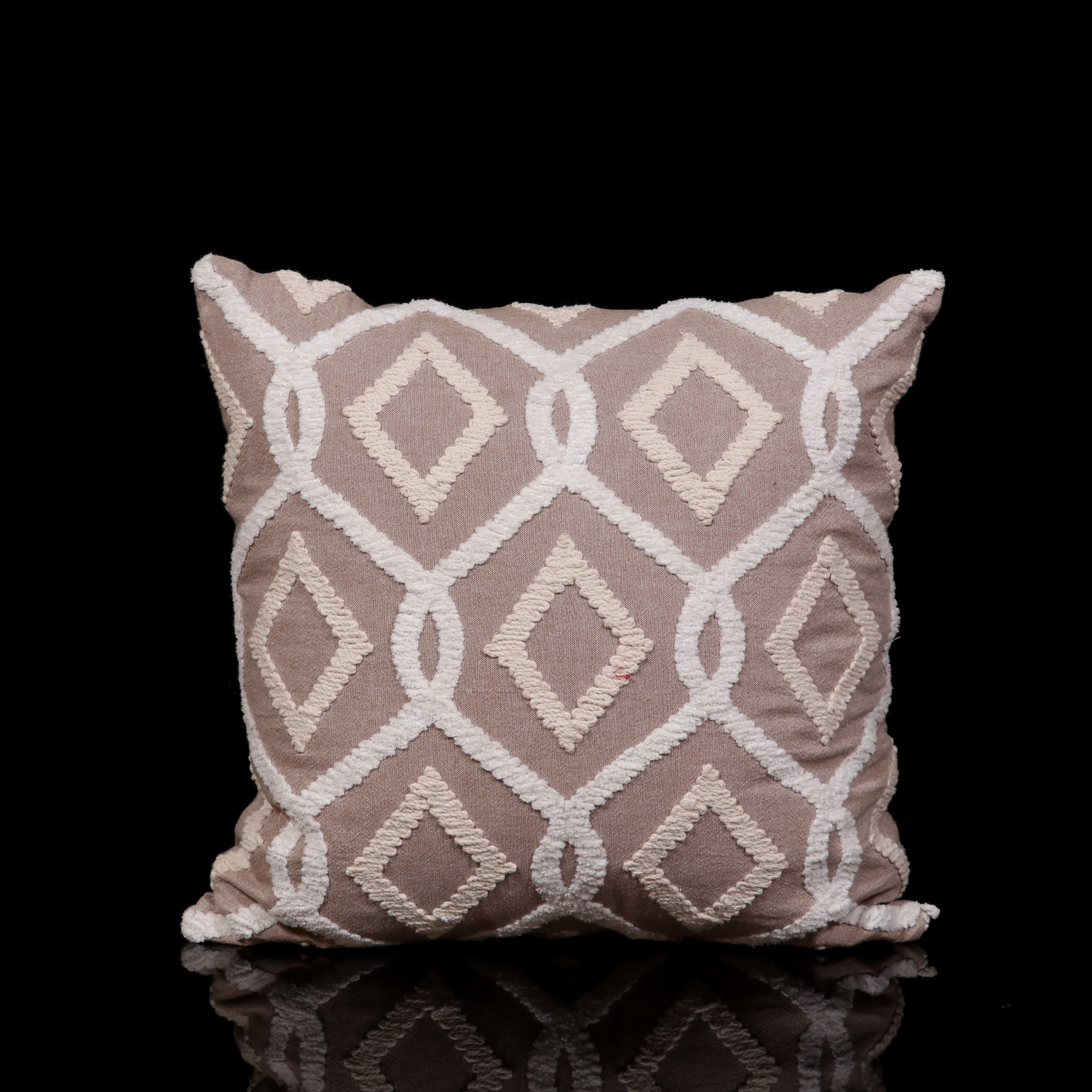 EMBROIDED GRILLED DESIGN TONAL PILLOW