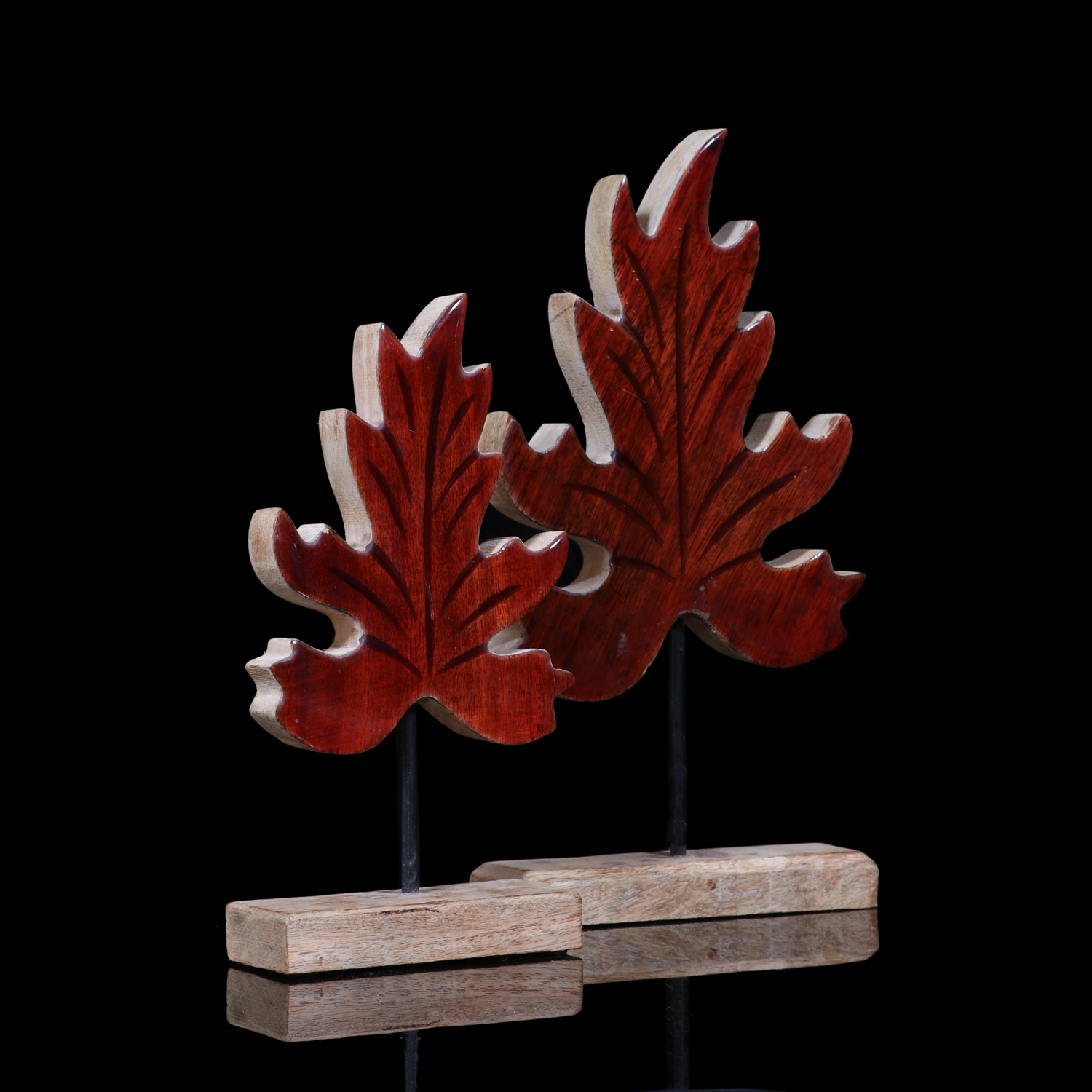 wooden leaf on base with meena
