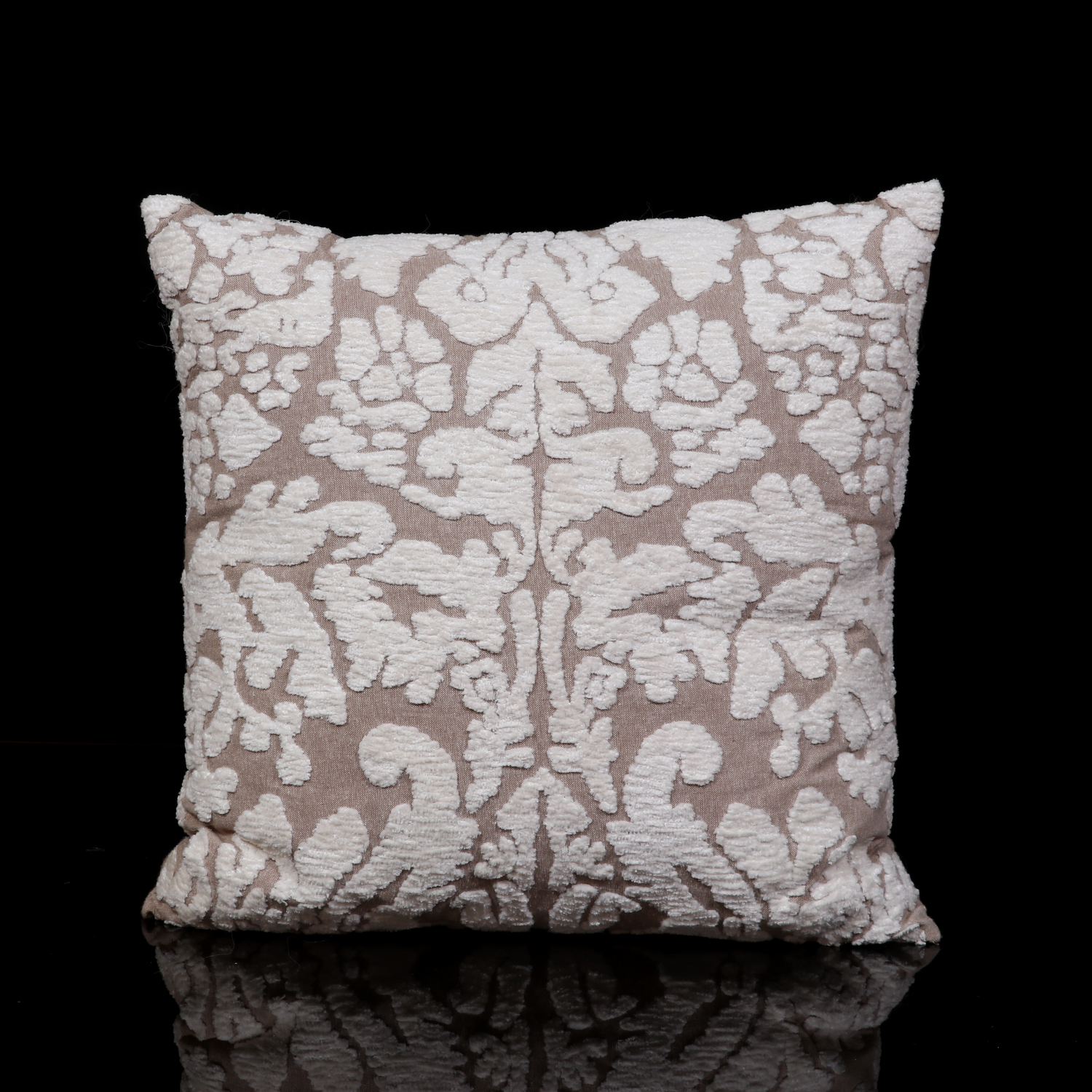 TEXTURED DAMASK DESIGN  EMBROIDERED PILLOW