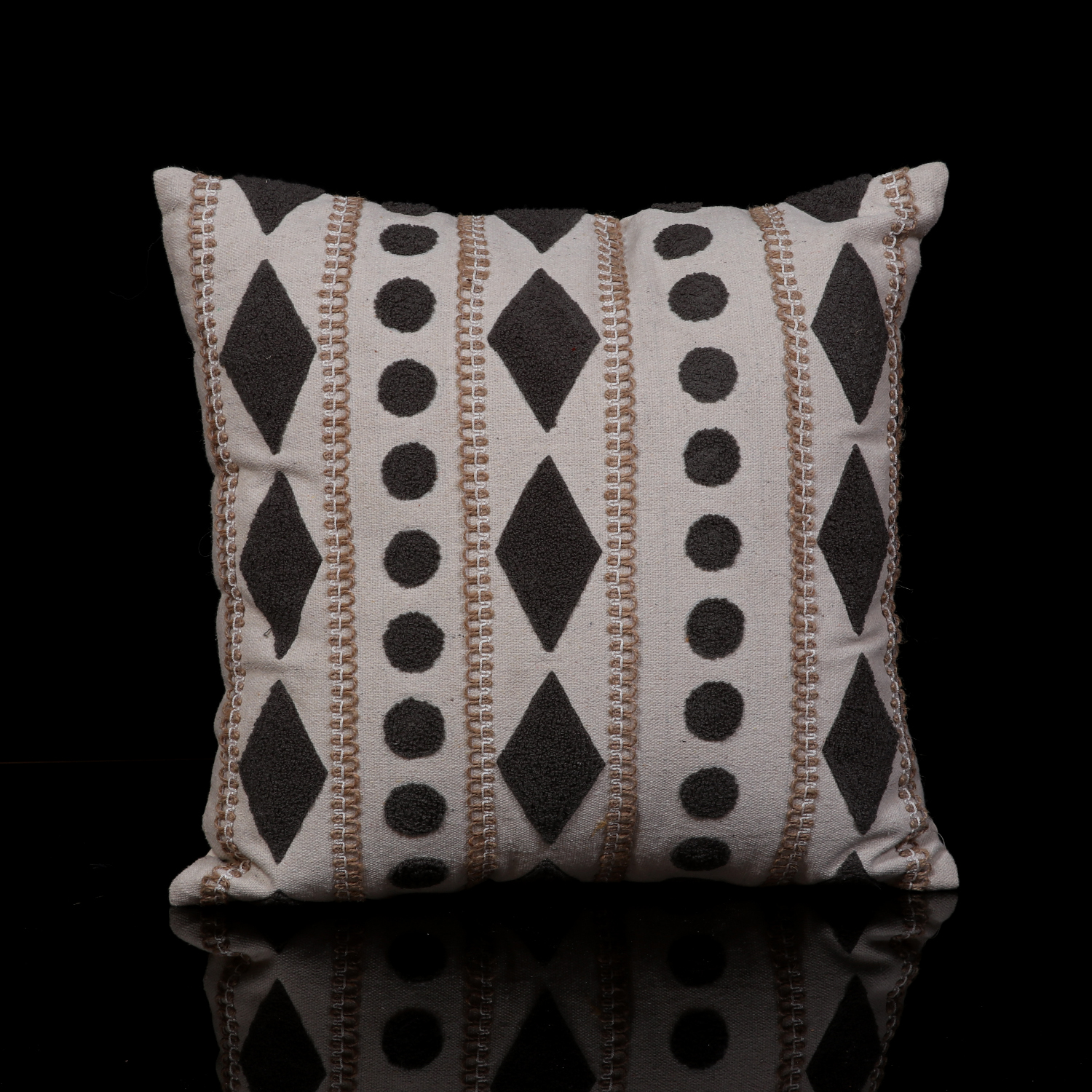 EMBROIDERED GEOMETRIC DESIGN PILLOW