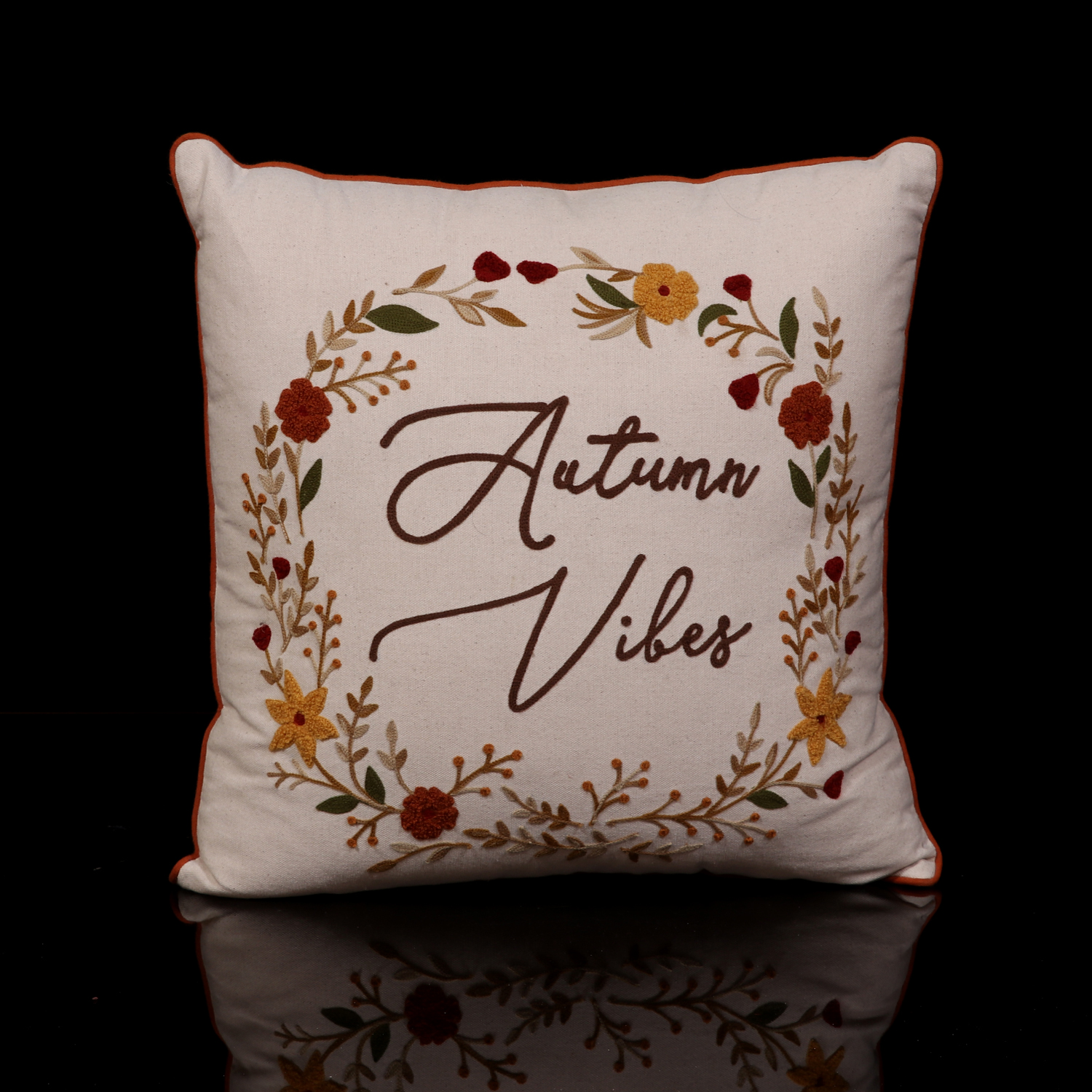 EMBROIDED AUTUMN VIBES DESIGN PILLOW