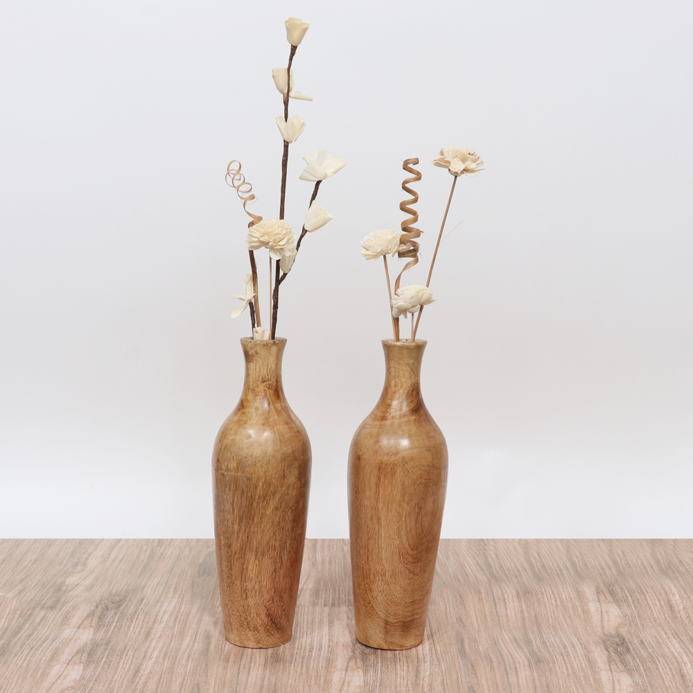 WOODEN SET OF VASE